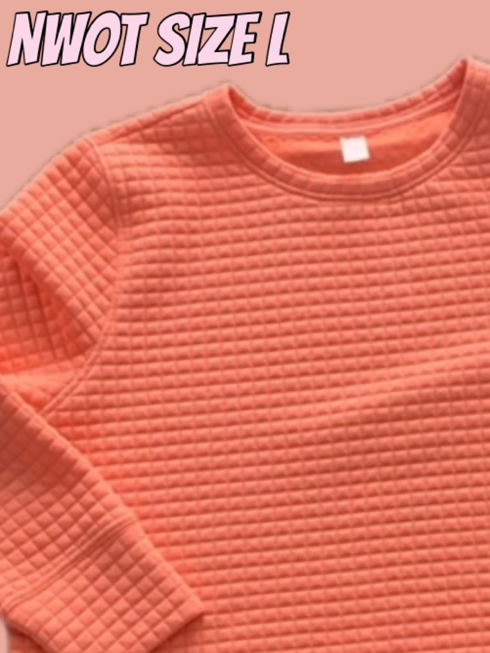 L nwot coral quilted sweatshirt